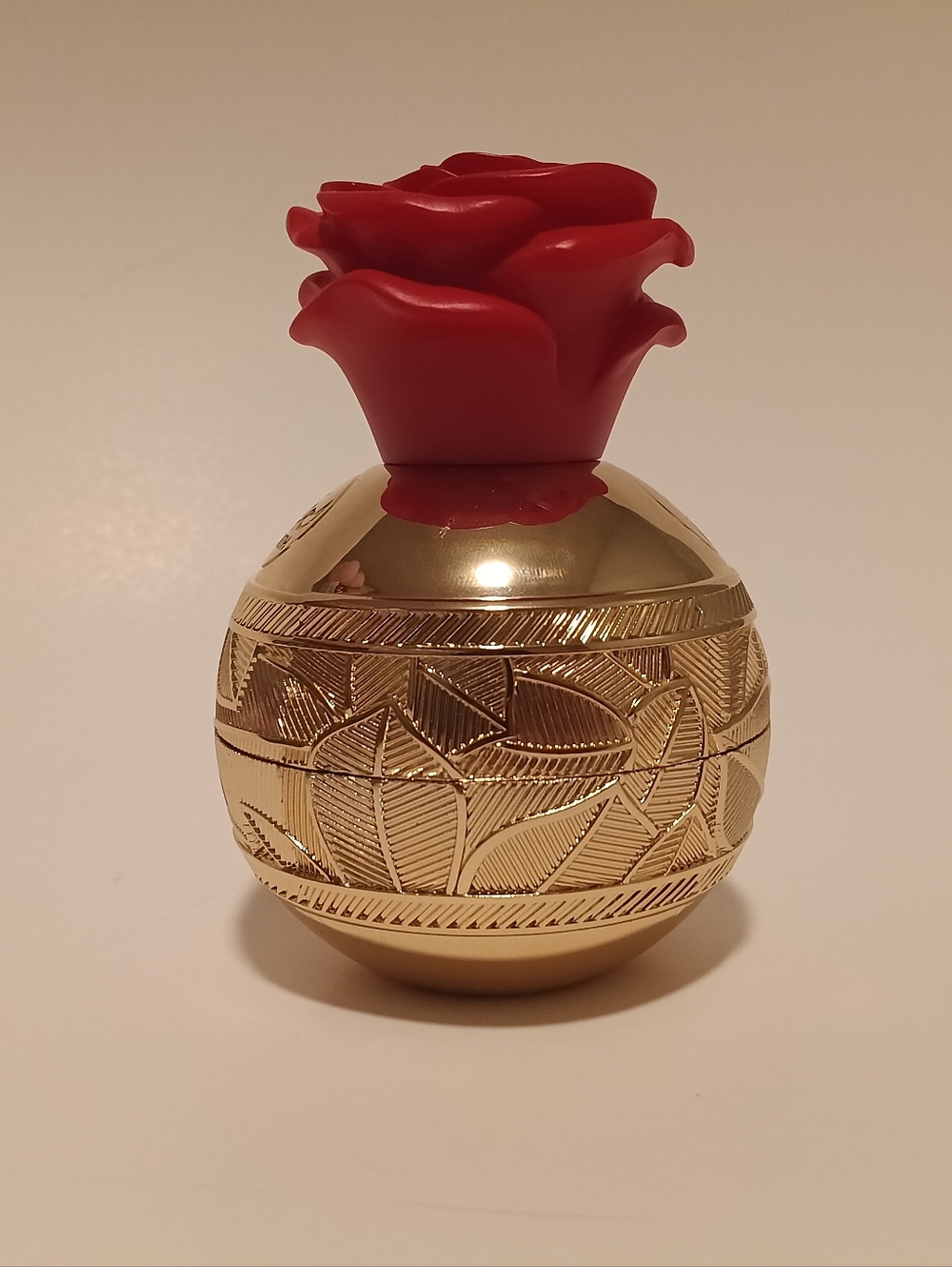 Gold Decorative Rose Jar with Red Rose Lid